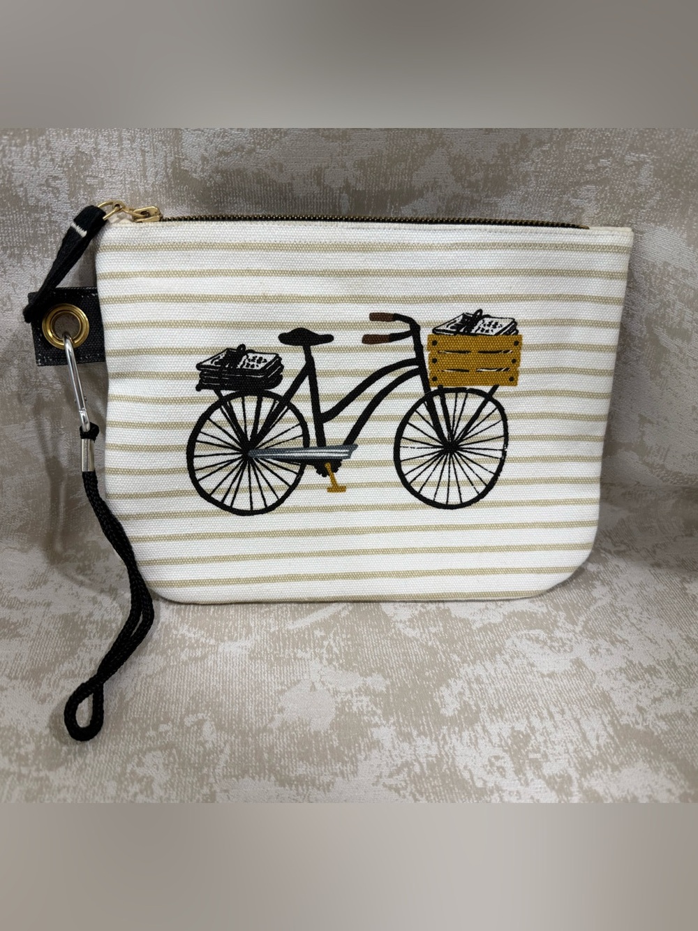 Danica Studio Linen Bicicletta Pouch Bicycle Wristlet Cute Whimsical Design